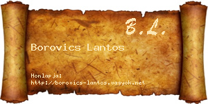 Borovics Lantos névjegykártya